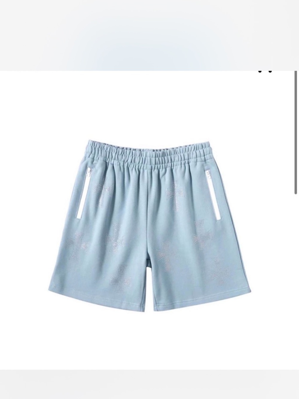 Source Unknown Light Sage Green Athletic Shorts with Rhinestone Crosses